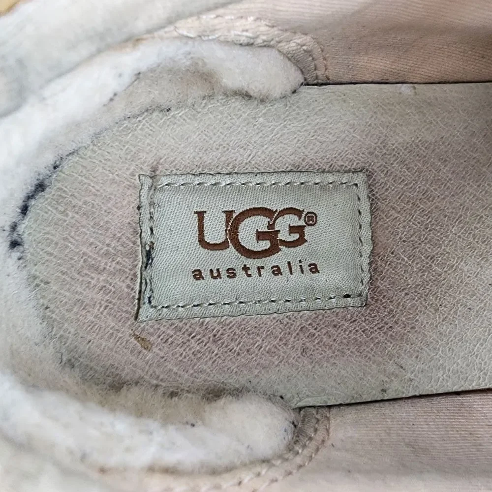 UGG Australia Taya Tan Leather Sneakers Silver Metallic Detail Women's 9.5 - Picture 8 of 10
